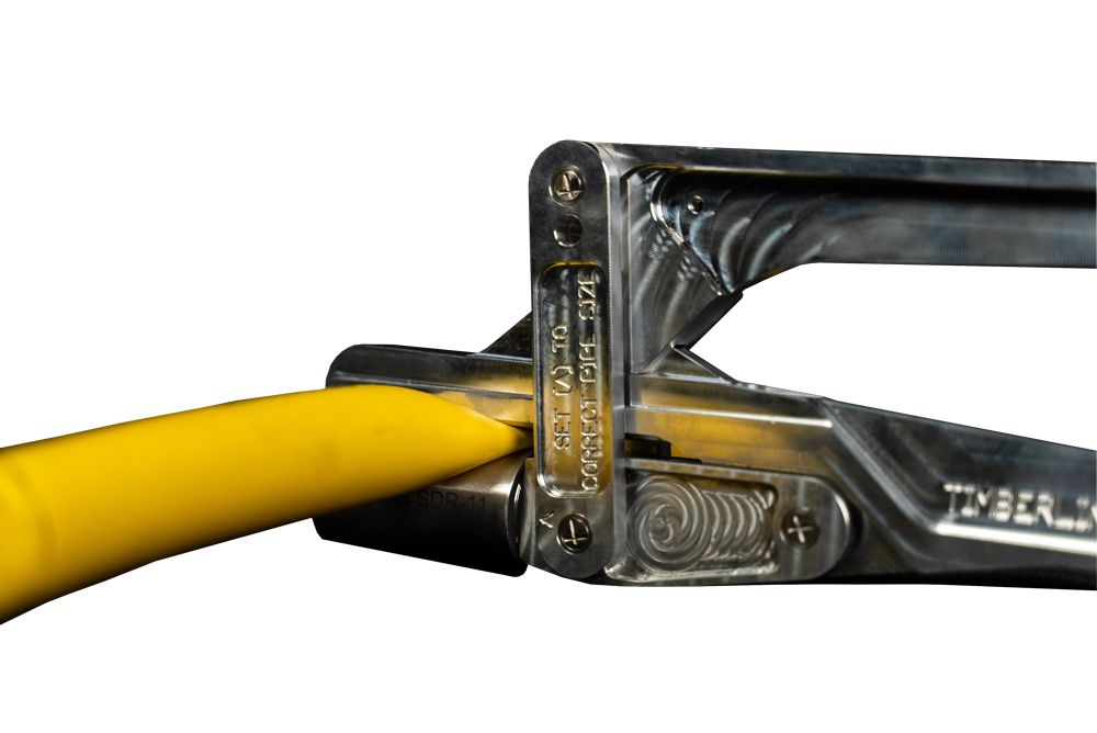 Timberline Tool TC1-S allows one person to squeeze-off PE pipe in one simple operation.